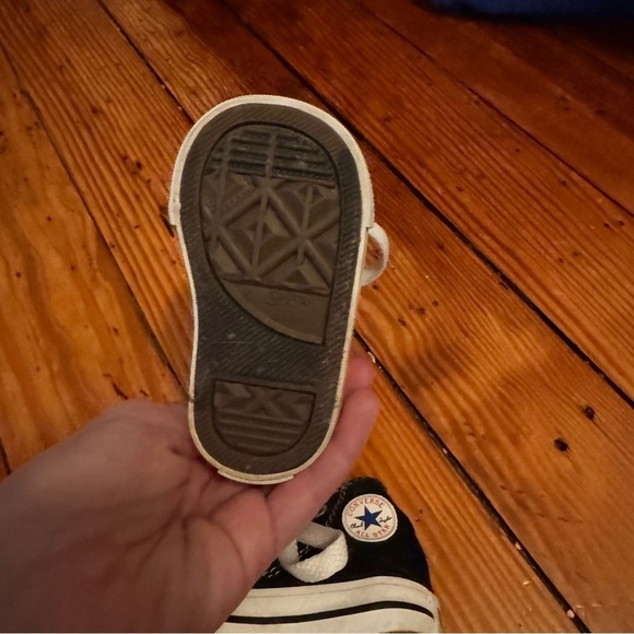 Baby High Top Black Lace Up Converse Size 2 Black - Picture 4 of 5